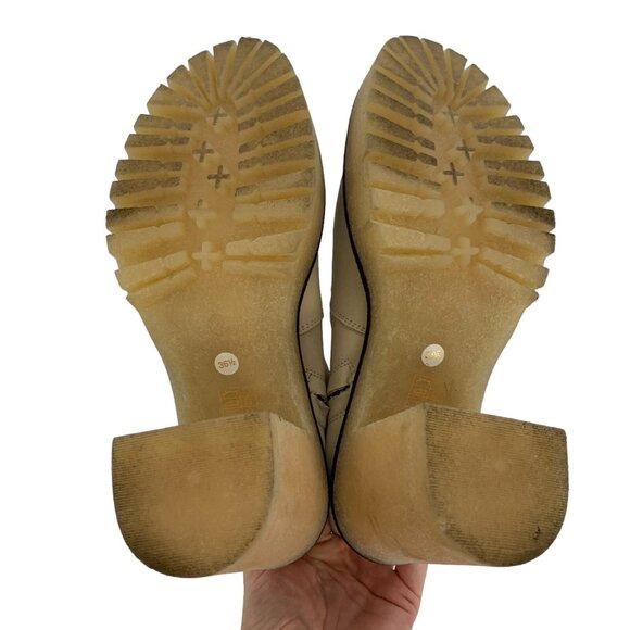 Free People Boots 36.5 Tan Ankle Leather Block Heel Boho Festival - Picture 9 of 12